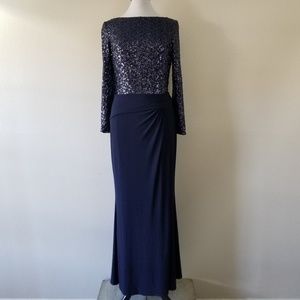Lauren Ralph Lauren Long Sleeve Sequin Gown 14